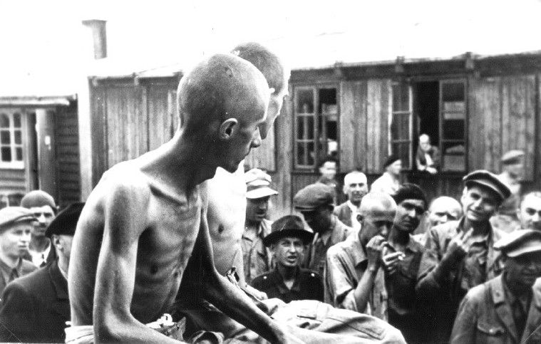 emaciated Jews in a Slovak Labour camp